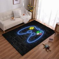 Video Game Controller Neon Design Carpet with Dark Brick Background Suitable for use as an anti-slip for living room bedroom sofas 40x60cm( 15x23in ) white