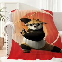 Kung Fu Panda Throw Lightweight 240g Flannel Blanket Soft Skin-friendly for Summer Cooling 130cmx150cm black