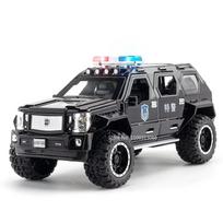 1:24 Alloy Diecast YiWeiKe QiaoZhiBaDun Police Cars Models Toy Light Sound Vehicles Rubber Tires Car Toy for Kids Festival Gifts gray