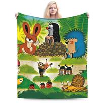 Mielos Mažojo Kurmio Megztos Antklodės Anime Animacinis Flanelinis Mesti Antklodė Vasaros Oro Kondicionierius Personalizuota Šilta Lovatiesė Size: 75*100cm, Weight: 230 GSM beige