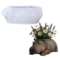 Silicone Mold For Epoxy Resin Casting Decorative Hippo Design Small Succulents Plant Pot Vases and Gift Making Supplies 1 white