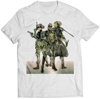 Old Solid Snake, Meryl, Raiden Heroes Of MGS4 Guns of the Patriots Premium Unisex T-shirt (Vectorized Design) 150 gray