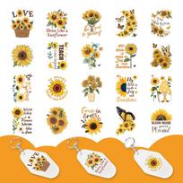 1set PVC  Heat Transfer Paper for UV Sublimation Cup Sunflower 240x110mm 2 styles 5pcs/style 10pcs/set beige