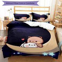 3pcs Bubu and Dudu2 pattern bedding set duvet cover set includes duvet cover &pillowcases, perfect all season bedroom decoration & gift 135cmx200cm white