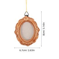 Christmas Tree Photo Frame Ornament Mini Vintage Oval Gold Tone Baroque Decor Small Wall Hanging Frame for Wedding Home other beige