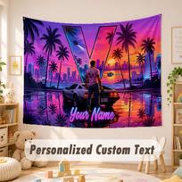 Custom Name Text Tapestry,GTA Boho Wall Hanging, Decorative Backdrop Tapestry For Room 100cmx150cm
