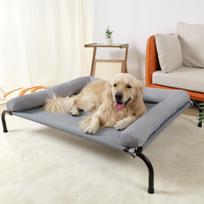 Prabangus ortopedinis paaukštintas šunų lovelis Nuimamas šunų sofos lovelis Atrama dideliems veislėms 48L x 35W x 8Th pilka