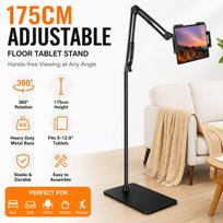 175cm reguliuojamas grindų planšetės stovas, tvirtas metalinis laikiklis su 360° besisukančia rankena 7-13 colių planšetėms 19.5x29.5x176cm juoda