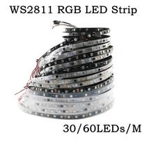 WS2811 Išmanioji IC RGB LED juosta 30/60 LED/m Individualiai adresuojama LED juosta DC12V 24V Juoda/Balta PCB IP30 IP65 IP68 Vandeniui atspari 24V 60Leds IP65 0.5M