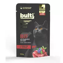 BULTI Superfood malta jautiena su spanguolėmis ir katžole mono - drėgnas pašaras katėms - 100g