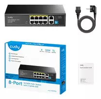 Cudy FS1010PG tinklo komutatorius Ne-valdomas Fast Ethernet (10/100) Maitinimas per Eternetą (PoE) Juoda