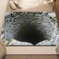 3D Stone Pit Stone Cave Vortex Carpet Waterfall Stone Pit Entrance Doormat Carpet for Entrance Door Entrance Door Floor Mat 30x50cm gray