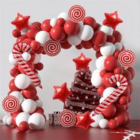 Christmas-themed Balloon Candy, Cane, Lollipop Shaped Red and White Balloon Set Decoration as the picture brown