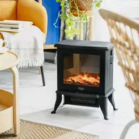 Elektrinis židinys ADLER AD 7754 2 kaitinimo lygiai: 1000 W / 1800 W | 3D liepsnos efektas | Termostatas Juoda