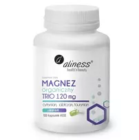 ALINESS Organic Magnesium TRIO 120 mg with B6 (P-5-P) – maisto papildas – 100 kapsulių