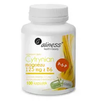 ALINESS Cytrynian Magnezu 125 mg with B6 (P-5-P) – maisto papildas – 100 kapsulių