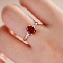 Rose Gold-Plated Imitation Natural Garnet Ring Women'S Light Luxury Colored Treasure Live Ring Opening Adjustable brown