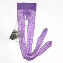 Vyriškos šilkinės blizgios itin plonos pėdkelnės - Besiūlės perlamutrinės taškuotos kojinės su 360° blizgučiais Separate - Closed Crotch violetinė
