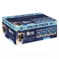 BRIT Premium by Nature Delicate fillets in gravy Box - šlapias kačių maistas - 48x85g
