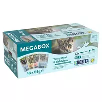 BOZITA gabalėliai padaže Mega Box - drėgnas pašaras katėms - 48x85g