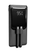 Gembird PB10-PD20-LCD-01 Greito įkrovimo išorinė baterija su integruotais laidais, 20 W, 10000 mAh, juoda