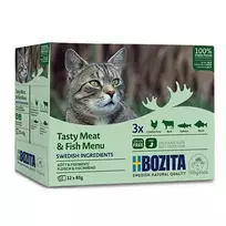 BOZITA Tasty meat & fish menu in jelly Box - šlapias kačių maistas - 12x85g