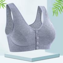 Medvilninė liemenėlė su priekiniu užsegimu: Belaidė, Didelio dydžio, Liemenės stiliaus vidutinio amžiaus ir pagyvenusioms moterims 3XL pilka spalva