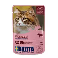 BOZITA Mėsos gabaliukai želė su jautiena – šlapias pašaras katei – 85g