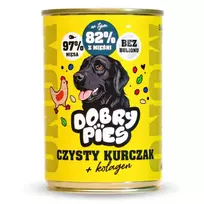 DOBRY PIES Mono Gryna vištiena + kolagenas – šlapias pašaras šuniui – 400g