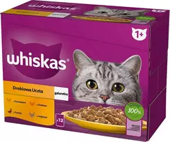 WHISKAS paketėlis želė su paukštiena, antiena, kalakutiena, vištiena - drėgnas kačių maistas - 12x85 g