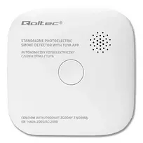 Qoltec 52579 Belaidis dūmų detektorius su baterija | Tuya | Wi-Fi | jutiklio tarnavimo laikas 10 metų | signalizacija 85dB | LED