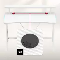 Huzaro Hero 1.9 RGB žaidimų stalas, baltas