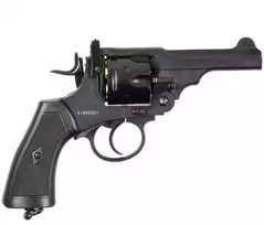 WEBLEY MKVI .455 Policijos kal. 4,5 mm Diabolo šovinys 6 šūvių vamzdis 4“ CO2 Juodos spalvos Ekp to17J