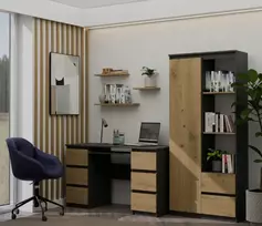 Topeshop RS-80 BILY ANTRACITAS/ĄŽUOLAS ARTISAN biuro knygų spinta