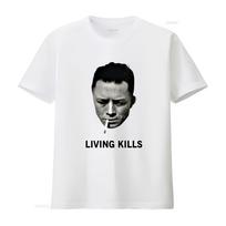 Albert Camus Gyvenimas Žudo Marškinėliai Classic Fit Medvilniniai Su Šauniu Spaudiniu Rūkymo ir Gyvenimo Žudo Citatos Vintage Išplauti 4XL white