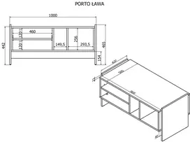 Cama PORTO suolas/stalas 100x50x46 ąžuolas/juodas