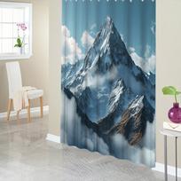1pc Majestic Matterhorn Mountain Shower Curtain - Blue Sky with White Clouds, Natural Landscape Polyester Fabric, 12 Hooks, 17 120x180cm