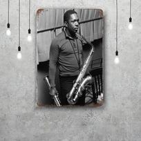John coltrane Kompozitorius Dekoras Vintažiniai Metaliniai Ženklai Skardiniai Ženklai Kapitono Plakatas Dekoras Barui Pub'ui Klubui Vyriškas Urvas Sienų Dekoras 20x30cm（7.8x11.8inch） gray