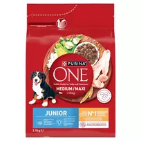 PURINA One Junior Medium/Maxi Rich in chicken with rice - sausas maistas šunims - 2,5kg