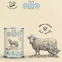 OLLO Puppy Umami Jautiena ir Žaliosios Prieskrandžiai su Anties Kepenėlėmis - šlapias šunų maistas - 850g