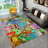3D Mano Dainuojantys Monstrai Vaizdo Žaidimas Animacinis Kilimas, Kilimas Namų Svetainei Miegamajam Sofai Durų Kilimėlis Dekoras, Vaikiškas Neslystantis Grindų Kilimėlis 40x60cm(15x23in)