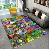 3D Mano Dainuojantys Monstrai Vaizdo Žaidimas Animacinis Kilimas, Kilimas Namų Svetainei Miegamajam Sofai Durų Kilimėlis Dekoras, Vaikiškas Neslystantis Grindų Kilimėlis 60x90cm(23x35in)