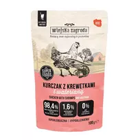 WIEJSKA ZAGRODA Vištiena su krevetėmis ir valerijonu – Drėgnas kačių maistas – 100g
