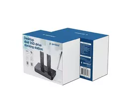 Gembird DD2-U3M2 darbalaukio dviejų diskų USB Type-C M.2 NVME (ir SATA) SSD prijungimo stotelė, juoda
