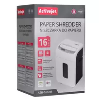 Activejet ASH-1602M dokumentų naikiklis Smulkinimas itin mažais gabalėliais 60 dB 22,8 cm Juoda, Sidabras, Balta