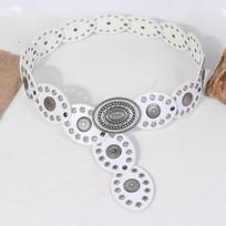 Vintage Western Belt Steampunk Pu Leather Waistband Cowboy Rivet Belt Western Steampunk Wide Waist Belt For Steampunk Cosplay 100cm balta