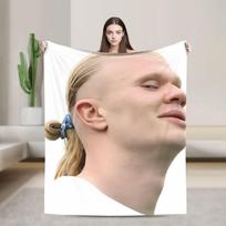 Haaland Viking Warrior Erling Blankets Quality Warm Soft  Throw Blanket Winter Picnic Outdoor Graphic Bedspread 75cmx90cm white