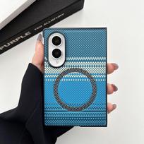 Applicable to Samsung Z Fold8 rainbow skin magnetic mobile phone case zflip8 carbon fiber pattern anti-drop Zf7 protective case Z Fold3 blue