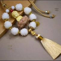 Douyin Lotus Buddha Car Pendant: Good Luck Interior Ornament for Rearview Mirror white