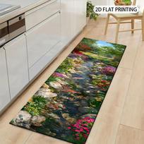 1Pcs Pastoral Non-Slip Washable Area Rug Runner for Entryway, Living Room, Bedroom & Patio 60X90cm gray